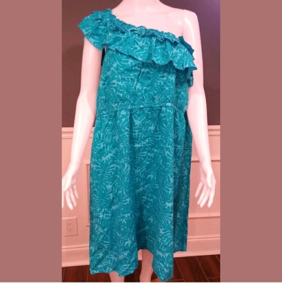 Lane Bryant Dress Blue One Shoulder Leaf NWOT - Picture 2 of 4